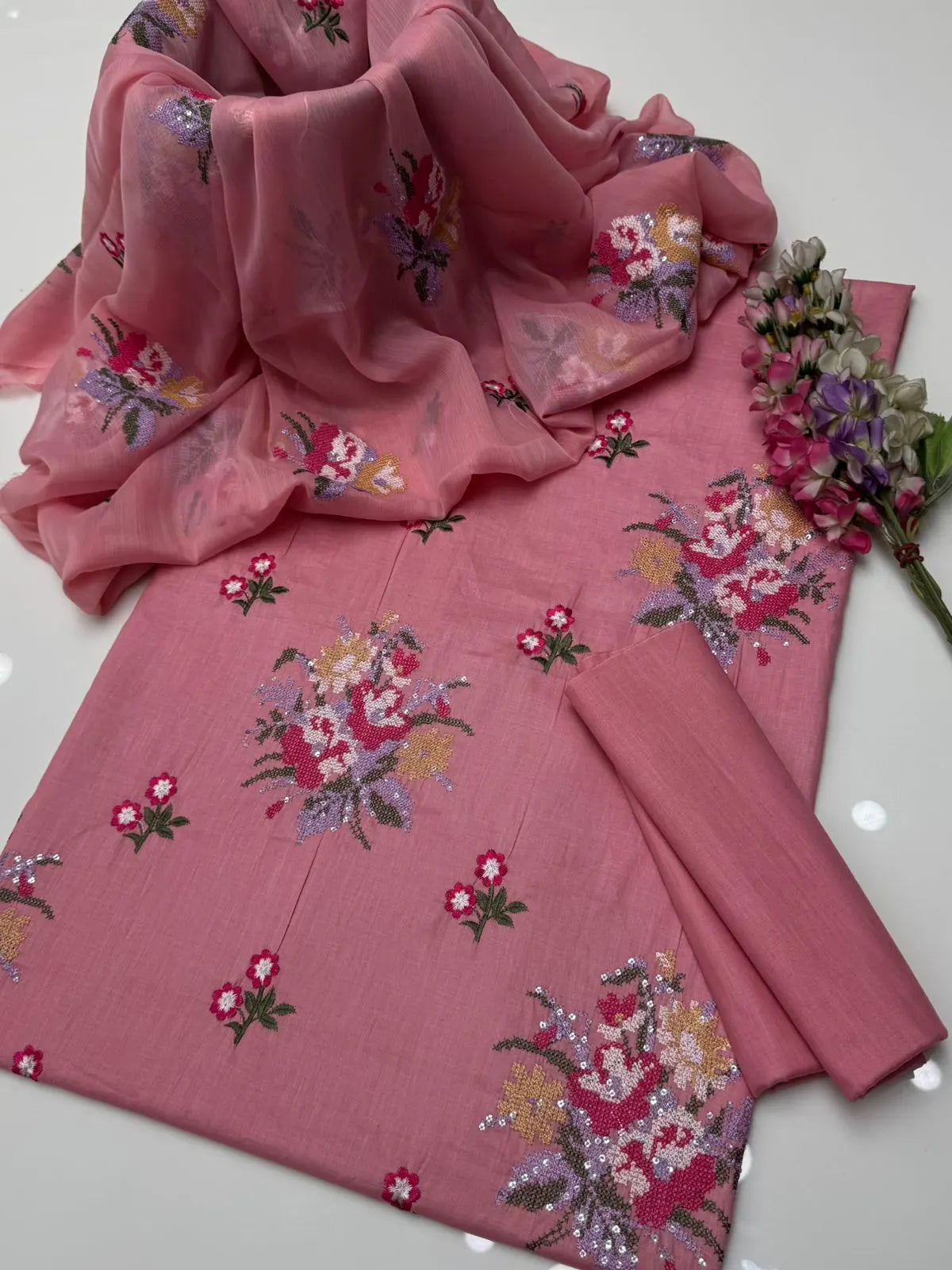 Handmade Style Cross Stitch lawn 3pc unctiched